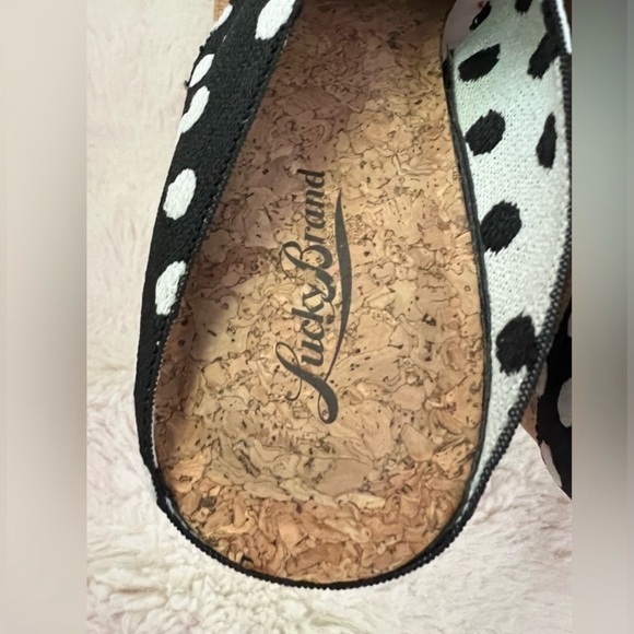 Lucky Brand Black white Polka dots studded women’s sandal wedges. Cork sole. 9.5 - Picture 12 of 12